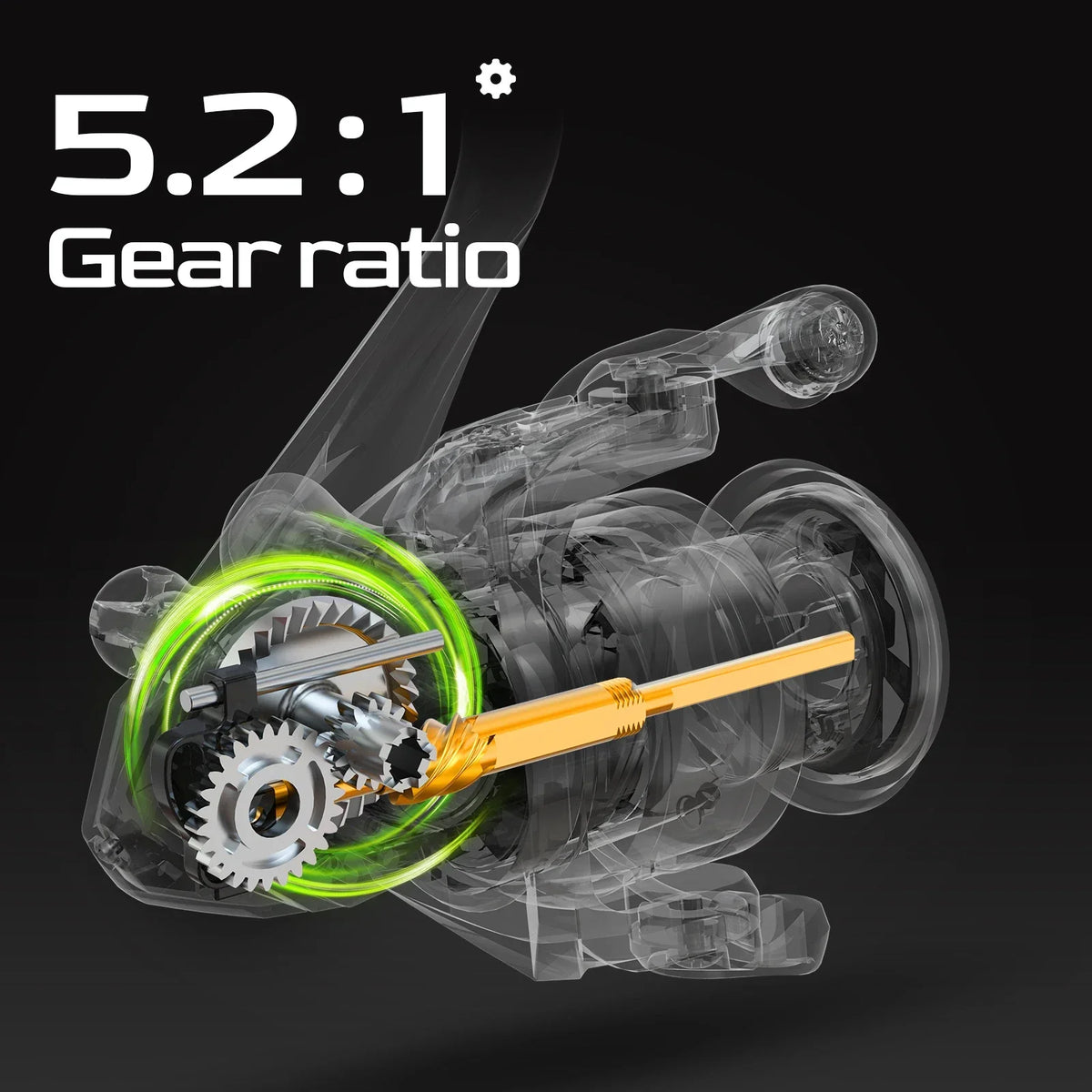 5000 Series Graphite Spinning Reel Left/Right Handed Black OBA