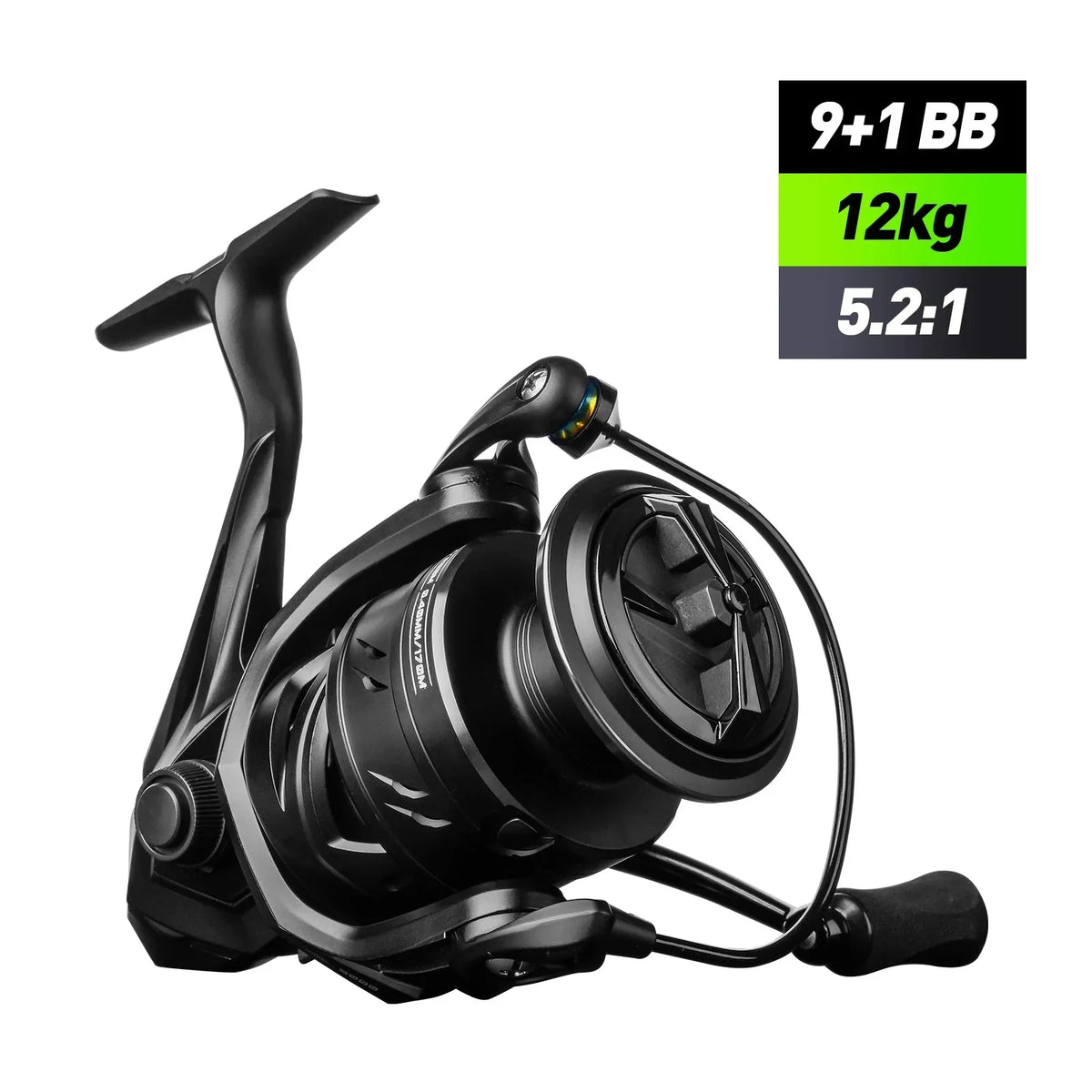 5000 Series Graphite Spinning Reel Left/Right Handed Black OBA